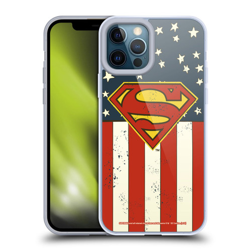 Superman DC Comics Logos U.S. Flag Soft Gel Case for Apple iPhone 12 Pro Max