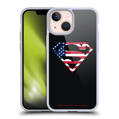 Superman DC Comics Logos U.S. Flag 2 Soft Gel Case for Apple iPhone 13 Mini