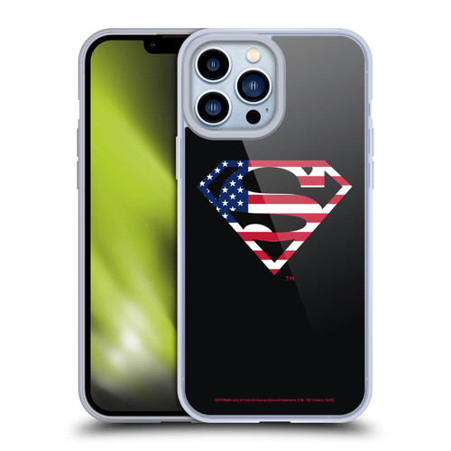 Superman DC Comics Logos U.S. Flag 2 Soft Gel Case for Apple iPhone 13 Pro Max & MagSafe