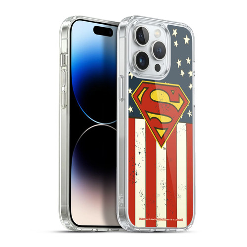 Superman DC Comics Logos U.S. Flag Soft Gel Case for Apple iPhone 13 Pro Max & MagSafe