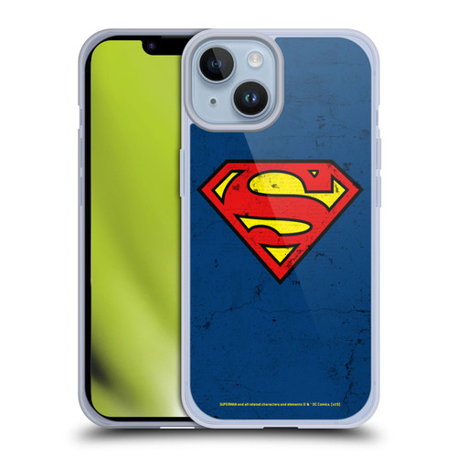 Superman DC Comics Logos Distressed Look Soft Gel Case for Apple iPhone 14 & MagSafe