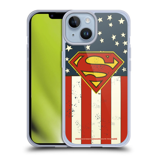 Superman DC Comics Logos U.S. Flag Soft Gel Case for Apple iPhone 14