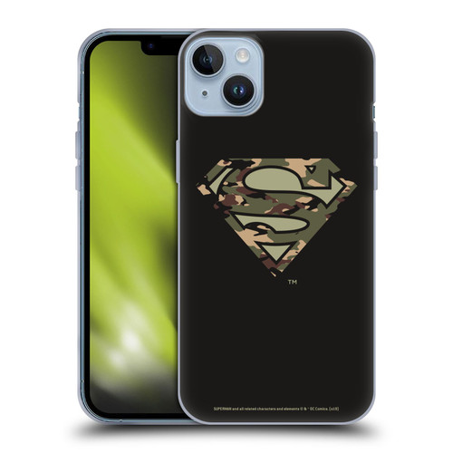 Superman DC Comics Logos Camouflage Soft Gel Case for Apple iPhone 14 Plus