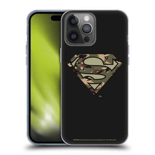 Superman DC Comics Logos Camouflage Soft Gel Case for Apple iPhone 14 Pro Max