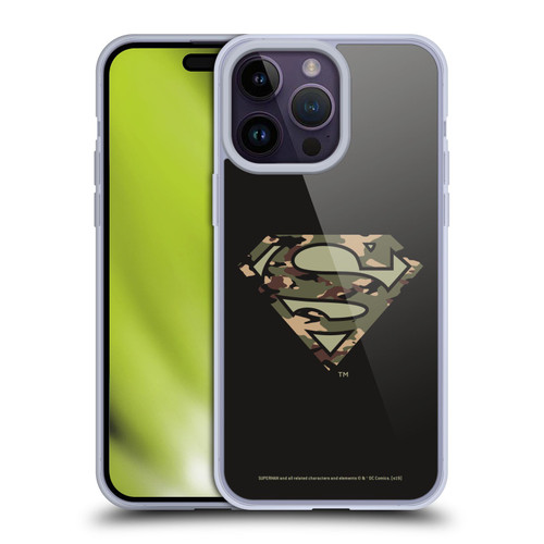 Superman DC Comics Logos Camouflage Soft Gel Case for Apple iPhone 14 Pro Max