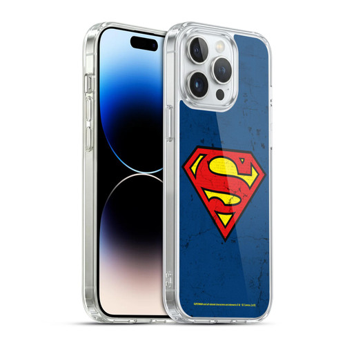 Superman DC Comics Logos Distressed Look Soft Gel Case for Apple iPhone 14 Pro Max & MagSafe