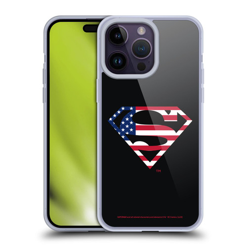 Superman DC Comics Logos U.S. Flag 2 Soft Gel Case for Apple iPhone 14 Pro Max