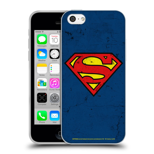 Superman DC Comics Logos Distressed Look Soft Gel Case for Apple iPhone 5c