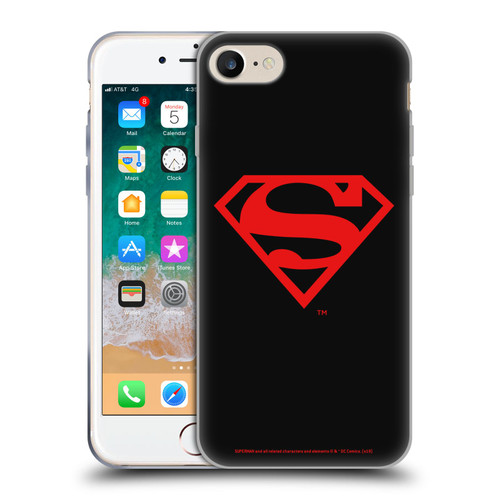 Superman DC Comics Logos Black And Red Soft Gel Case for Apple iPhone 7 / 8 / SE 2020 & 2022 & MagSafe