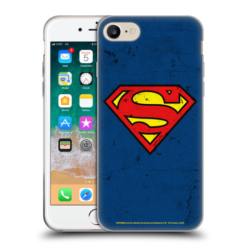 Superman DC Comics Logos Distressed Look Soft Gel Case for Apple iPhone 7 / 8 / SE 2020 & 2022