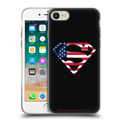 Superman DC Comics Logos U.S. Flag 2 Soft Gel Case for Apple iPhone 7 / 8 / SE 2020 & 2022 & MagSafe