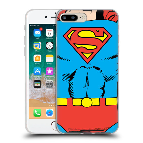 Superman DC Comics Logos Classic Costume Soft Gel Case for Apple iPhone 7 Plus / iPhone 8 Plus & MagSafe