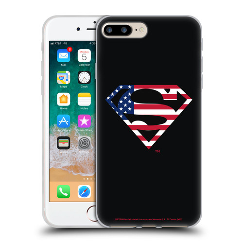 Superman DC Comics Logos U.S. Flag 2 Soft Gel Case for Apple iPhone 7 Plus / iPhone 8 Plus & MagSafe