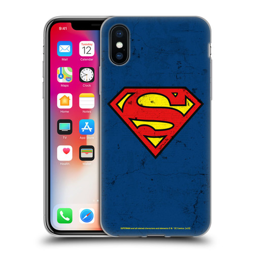 Superman DC Comics Logos Distressed Look Soft Gel Case for Apple iPhone X / iPhone XS