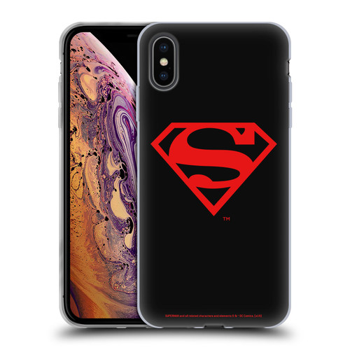 Superman DC Comics Logos Black And Red Soft Gel Case for Apple iPhone XS Max