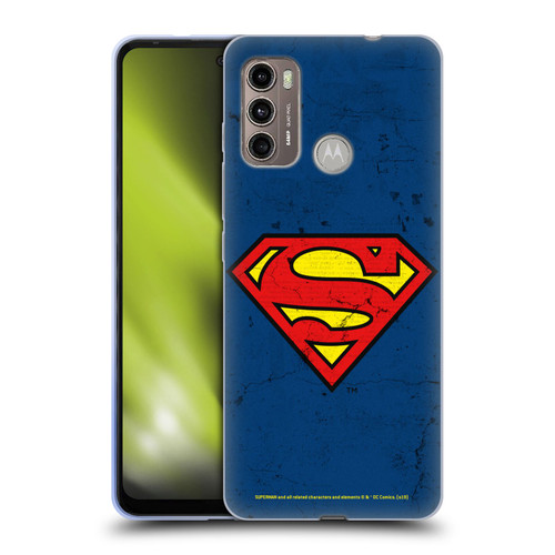 Superman DC Comics Logos Distressed Look Soft Gel Case for Motorola Moto G60 / Moto G40 Fusion