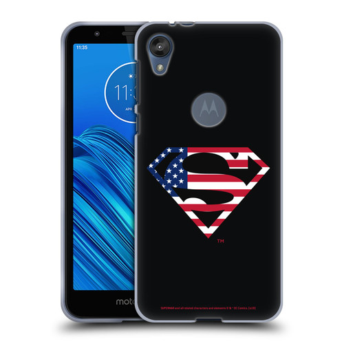 Superman DC Comics Logos U.S. Flag 2 Soft Gel Case for Motorola Moto E6