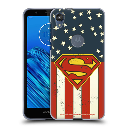 Superman DC Comics Logos U.S. Flag Soft Gel Case for Motorola Moto E6
