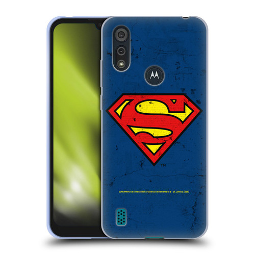 Superman DC Comics Logos Distressed Look Soft Gel Case for Motorola Moto E6s (2020)