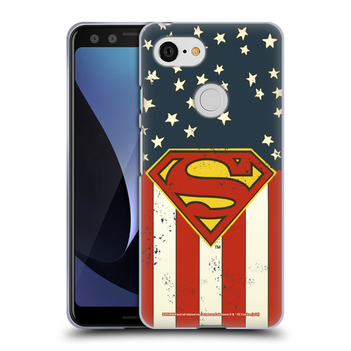 Superman DC Comics Logos U.S. Flag Soft Gel Case for Google Pixel 3