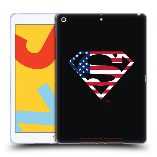 Superman DC Comics Logos U.S. Flag 2 Soft Gel Case for Apple iPad 10.2 2019/2020/2021