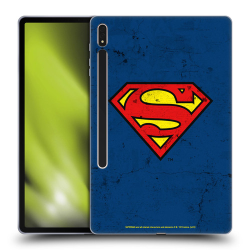 Superman DC Comics Logos Distressed Look Soft Gel Case for Samsung Galaxy Tab S8 Plus