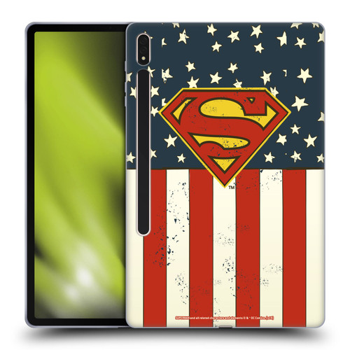 Superman DC Comics Logos U.S. Flag Soft Gel Case for Samsung Galaxy Tab S8 Plus