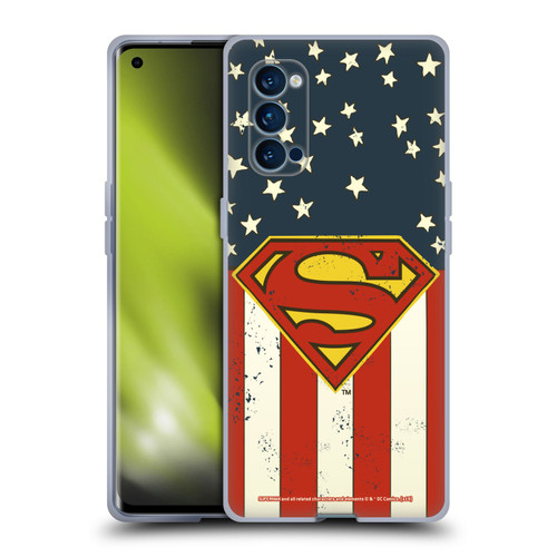 Superman DC Comics Logos U.S. Flag Soft Gel Case for OPPO Reno 4 Pro 5G