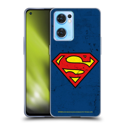 Superman DC Comics Logos Distressed Look Soft Gel Case for OPPO Reno7 5G / Find X5 Lite