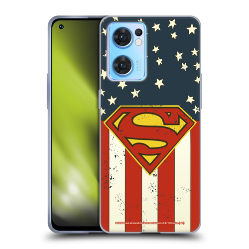 Superman DC Comics Logos U.S. Flag Soft Gel Case for OPPO Reno7 5G / Find X5 Lite