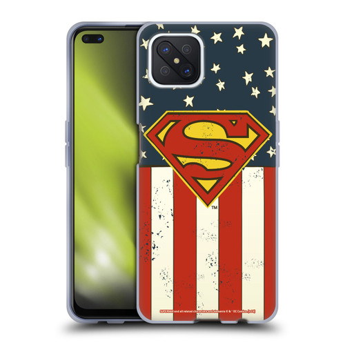 Superman DC Comics Logos U.S. Flag Soft Gel Case for OPPO Reno4 Z 5G