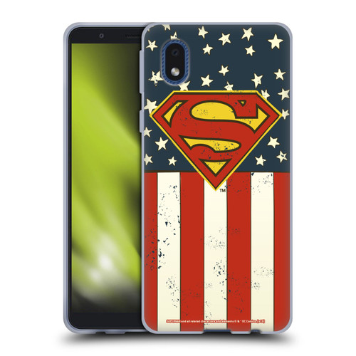 Superman DC Comics Logos U.S. Flag Soft Gel Case for Samsung Galaxy A01 Core (2020)