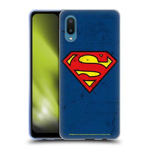 Superman DC Comics Logos Distressed Look Soft Gel Case for Samsung Galaxy A02/M02 (2021)