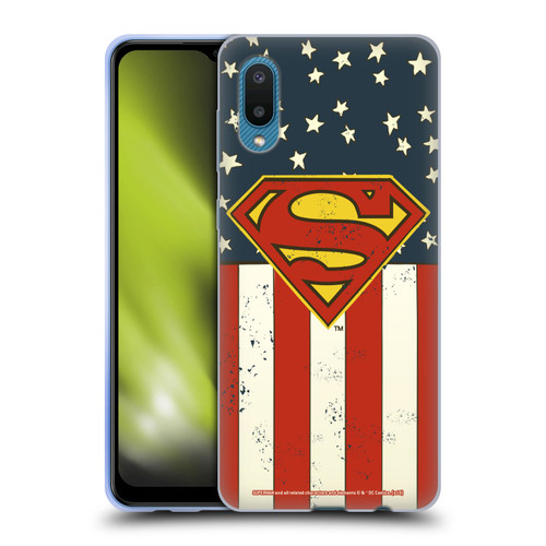 Superman DC Comics Logos U.S. Flag Soft Gel Case for Samsung Galaxy A02/M02 (2021)