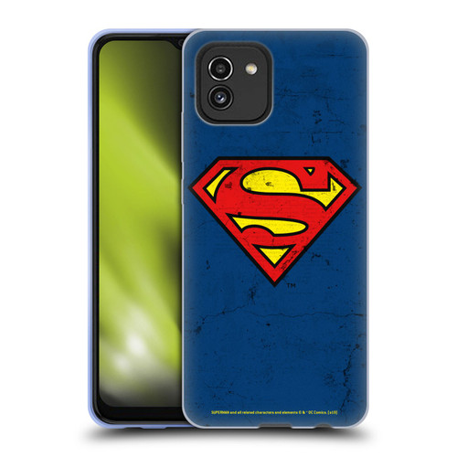 Superman DC Comics Logos Distressed Look Soft Gel Case for Samsung Galaxy A03 (2021)