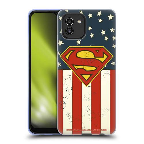 Superman DC Comics Logos U.S. Flag Soft Gel Case for Samsung Galaxy A03 (2021)