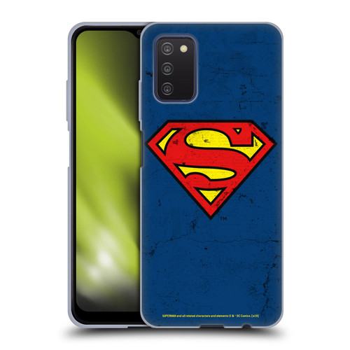 Superman DC Comics Logos Distressed Look Soft Gel Case for Samsung Galaxy A03s (2021)