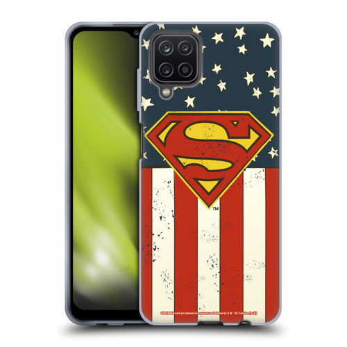 Superman DC Comics Logos U.S. Flag Soft Gel Case for Samsung Galaxy A12 (2020)