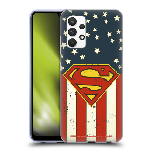 Superman DC Comics Logos U.S. Flag Soft Gel Case for Samsung Galaxy A32 (2021)