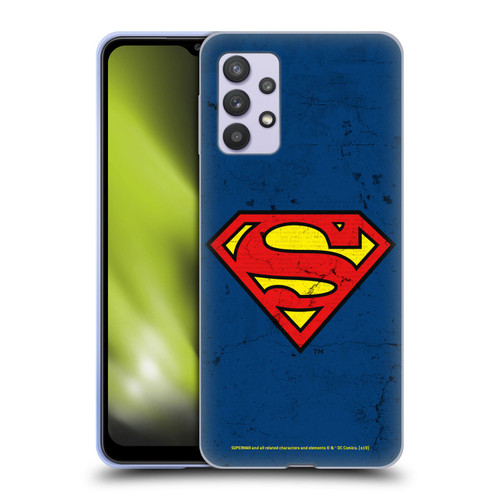 Superman DC Comics Logos Distressed Look Soft Gel Case for Samsung Galaxy A32 5G / M32 5G (2021)