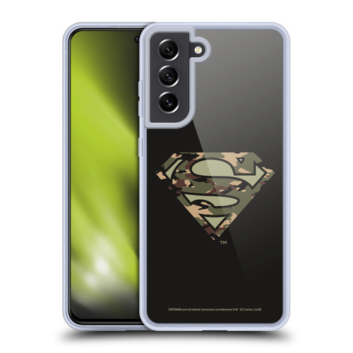 Superman DC Comics Logos Camouflage Soft Gel Case for Samsung Galaxy S21 FE 5G & MagSafe