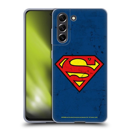 Superman DC Comics Logos Distressed Look Soft Gel Case for Samsung Galaxy S21 FE 5G