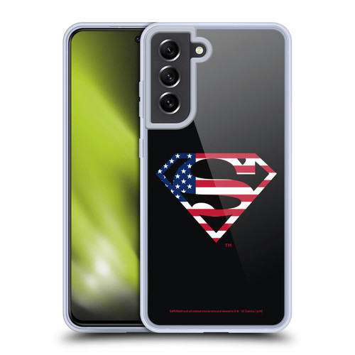 Superman DC Comics Logos U.S. Flag 2 Soft Gel Case for Samsung Galaxy S21 FE 5G & MagSafe