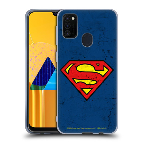 Superman DC Comics Logos Distressed Look Soft Gel Case for Samsung Galaxy M30s (2019)/M21 (2020)