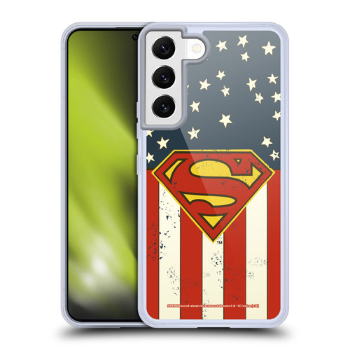 Superman DC Comics Logos U.S. Flag Soft Gel Case for Samsung Galaxy S22 5G & MagSafe