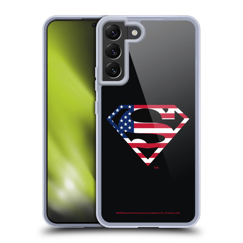 Superman DC Comics Logos U.S. Flag 2 Soft Gel Case for Samsung Galaxy S22+ 5G