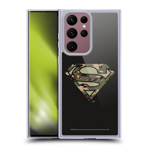 Superman DC Comics Logos Camouflage Soft Gel Case for Samsung Galaxy S22 Ultra 5G