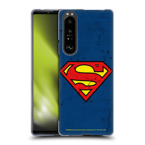 Superman DC Comics Logos Distressed Look Soft Gel Case for Sony Xperia 1 III