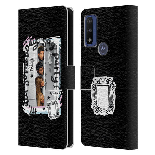 Friends TV Show Doodle Art Somebody Say Party Leather Book Wallet Case Cover For Motorola G Pure