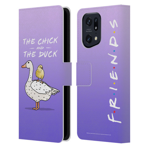 Friends TV Show Key Art Chick And Duck Leather Book Wallet Case Cover For OPPO Find X5 Pro